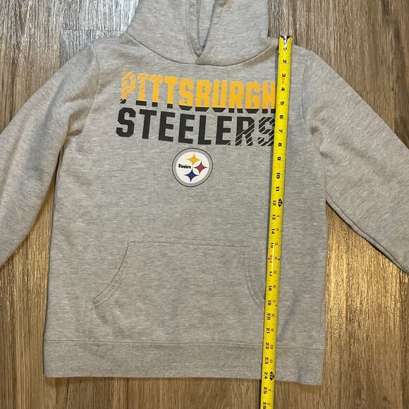 Pittsburgh Steelers Hoodie‎ Pullover Sweatshirt Gray Kids Youth Size Large - Picture 5 of 6
